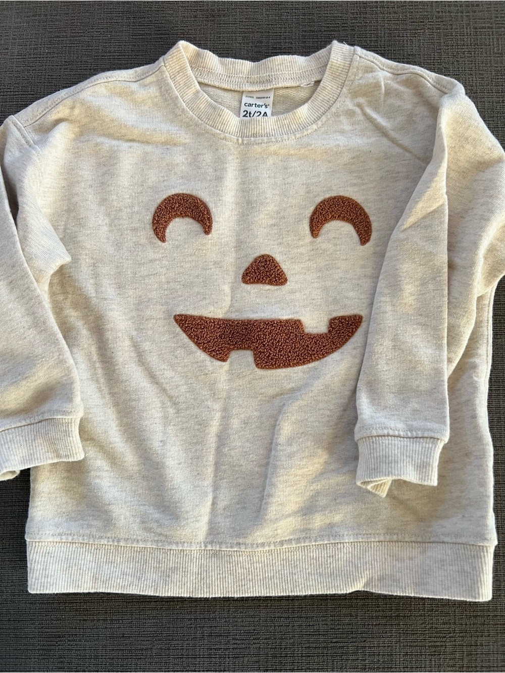 Carter's Cream Sweatshirt with Brown Jack-O'-Lantern Face